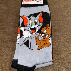 Tom and Jerry Cat Socks - Gray and Black